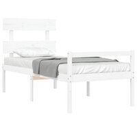 Seniorenbed met hoofdbord massief hout wit 4