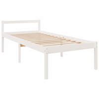 Seniorenbed met hoofdbord massief hout wit 5