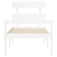 Seniorenbed met hoofdbord massief hout wit 6