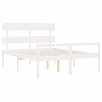 Seniorenbed met hoofdbord massief hout wit 160x200 cm 5