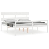 Seniorenbed met hoofdbord massief hout wit 2