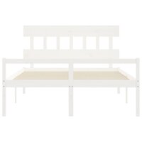 Seniorenbed met hoofdbord massief hout wit 160x200 cm 6