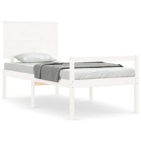 Seniorenbed met hoofdbord massief hout wit 2
