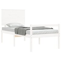Seniorenbed met hoofdbord massief hout wit 4