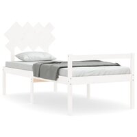 Seniorenbed met hoofdbord massief hout wit 2