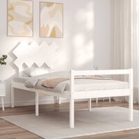 Seniorenbed met hoofdbord massief hout wit 3