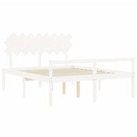 Seniorenbed met hoofdbord massief hout wit 160x200 cm 5