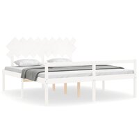 Seniorenbed met hoofdbord massief hout wit 2