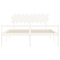 Seniorenbed met hoofdbord massief hout wit 6