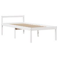 Seniorenbed met hoofdbord massief grenenhout wit 90x190 cm 7