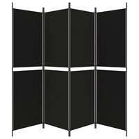 Kamerscherm met 4 panelen 200x180 cm stof zwart 5