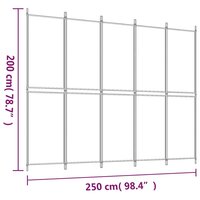 Kamerscherm met 5 panelen 300x200 cm stof antracietkleurig 8