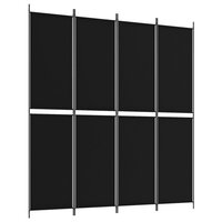 Kamerscherm met 4 panelen 200x220 cm stof zwart 2