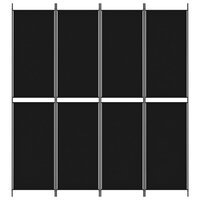 Kamerscherm met 4 panelen 200x220 cm stof zwart 3