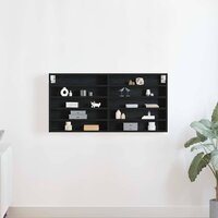 Vitrinekast Zwart Eiken 100 x 8,5 x 50 cm Bewerkt hout 4