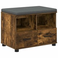 Halbank met kussen met lade Gerookt eiken 60 x 38 x 46 cm 2