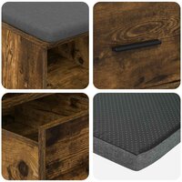 Halbank met kussen met lade Gerookt eiken 60 x 38 x 46 cm 9