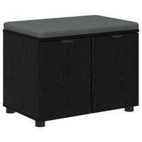 Halbank met kussen met opslag Zwart Eiken 60 x 38 x 46 cm 2