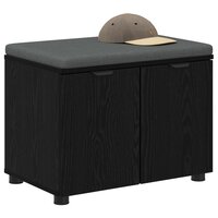 Halbank met kussen met opslag Zwart Eiken 60 x 38 x 46 cm 3