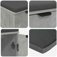 Halbank met kussen met opslag Beton Grijs 60 x 38 x 46 cm 9