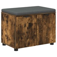 Halbank met kussen met opslag Gerookt eiken 60 x 38 x 46 cm 2