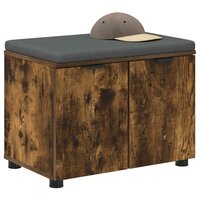 Halbank met kussen met opslag Gerookt eiken 60 x 38 x 46 cm 3