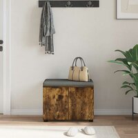 Halbank met kussen met opslag Gerookt eiken 60 x 38 x 46 cm 4
