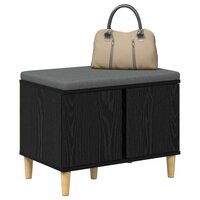 Halbank met kussen met opslag Zwart Eiken 60 x 38 x 46 cm 3