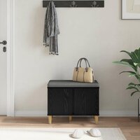 Halbank met kussen met opslag Zwart Eiken 60 x 38 x 46 cm 4