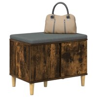 Halbank met kussen met opslag Gerookt eiken 60 x 38 x 46 cm 3