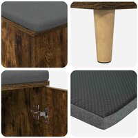 Halbank met kussen met opslag Gerookt eiken 60 x 38 x 46 cm 9