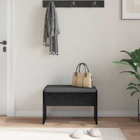 Halbank met kussen Zwart Eiken 60 x 38 x 46 cm 4