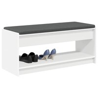 Halbank met kussen met plank met opslag Wit 100 x 38 x 46 cm 3