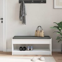 Halbank met kussen met plank met opslag Wit 100 x 38 x 46 cm 4