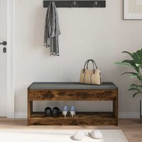 Halbank met kussen met plank Gerookt eiken 100 x 38 x 46 cm 4