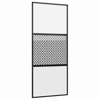 Glazen deur Fretwerk Zwart 90 x 2 x 205 cm Aluminium 2