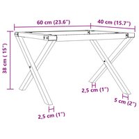 Salontafelpoten X-frame 60x40x38 cm staal 9