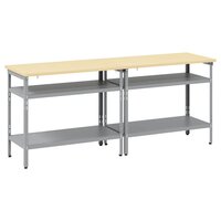 Werkbankset met plank 2 pcs Beige en Grijs 200 x 55 x 85 cm 4