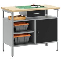 Werkbank met lade met plank Zwart en Grijs 100 x 55 x 85 cm 3