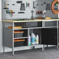 Werkbank met lade met plank Zwart en Grijs 100 x 55 x 85 cm 4