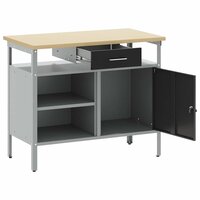 Werkbank met lade met plank Zwart en Grijs 100 x 55 x 85 cm 5