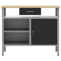 Werkbank met lade met plank Zwart en Grijs 100 x 55 x 85 cm 6