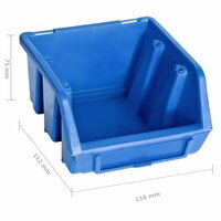 48-delige Opslagbakkenset met wandpanelen blauw en zwart 5