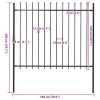 Tuinhek met speerpunt staal 181x150 cm zwart 5