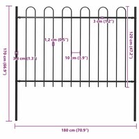 Tuinhek met ringtop staal 181x120 cm zwart 5