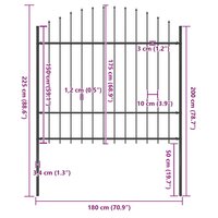 Tuinhek met speerpunt staal 170x175 cm zwart 4