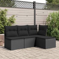 Tuinkruk met kussen zwart 55x55x37 cm poly rattan 3