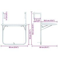 Balkontafel hangend 60x64x83,5 cm rattan-look kunststof wit 9