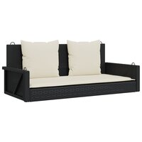 Schommelbank met kussens zwart 119x56x48 cm poly rattan 2