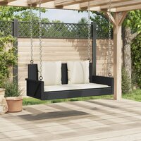 Schommelbank met kussens zwart 119x56x48 cm poly rattan 3